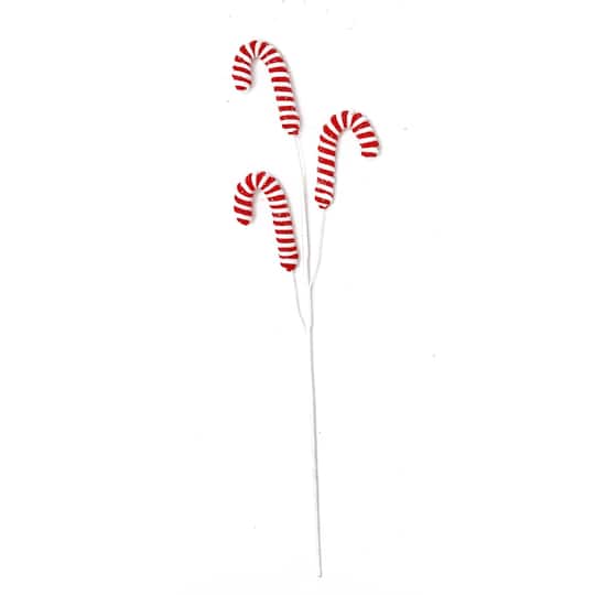 26" White & Red Christmas Candy Cane with Glitter Sprays, 3ct.